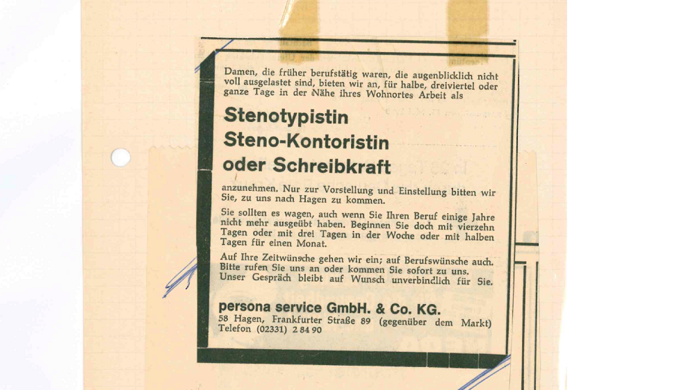 Stellenanzeige Stenotypistin